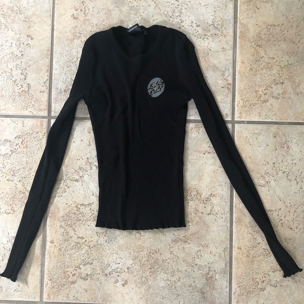 Santa Cruz Black Long Sleeve Ribbed Top M